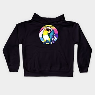 surfing caique summer doodle Kids Hoodie